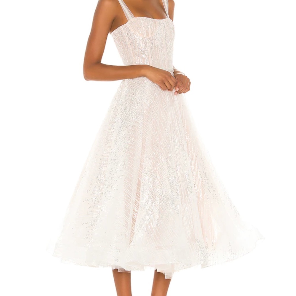XS Bronx and Banco white midi dress